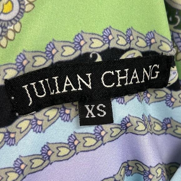 Julian Chang Multicolor Paisley Mixed Print Belted Sleeveless Maxi Dress XS - Picture 3 of 5